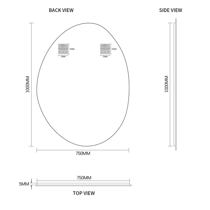 Oblonga 750 x 1000 Asymmetrical Polished Edge Mirror