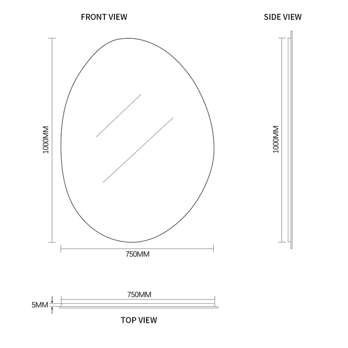 Oblonga 750 x 1000 Asymmetrical Polished Edge Mirror