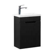 Indulge | Odessa 400 Fluted Matte Black Wall Hung Vanity - Acqua Bathrooms
