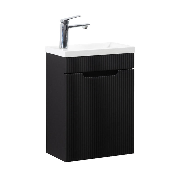 Indulge | Odessa 400 Fluted Matte Black Wall Hung Vanity - Acqua Bathrooms