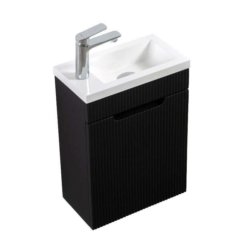 Indulge | Odessa 400 Fluted Matte Black Wall Hung Vanity - Acqua Bathrooms