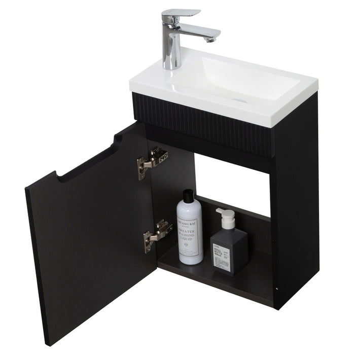 Indulge | Odessa 400 Fluted Matte Black Wall Hung Vanity - Acqua Bathrooms