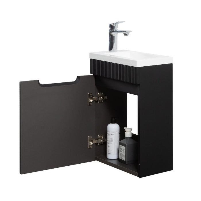 Indulge | Odessa 400 Fluted Matte Black Wall Hung Vanity - Acqua Bathrooms