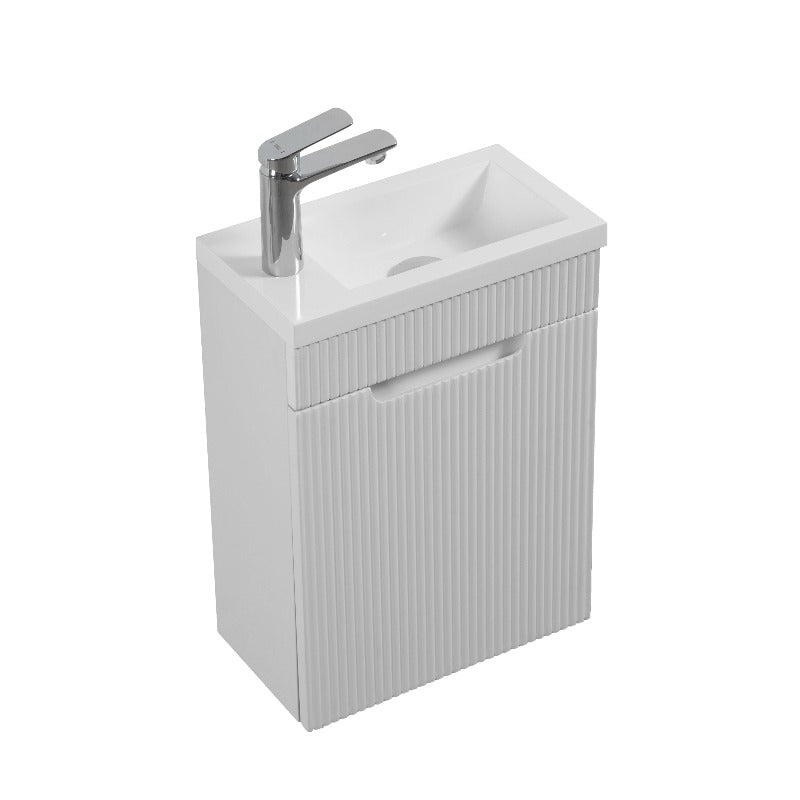 Indulge | Odessa 400 Fluted Matte White Wall Hung Vanity - Acqua Bathrooms