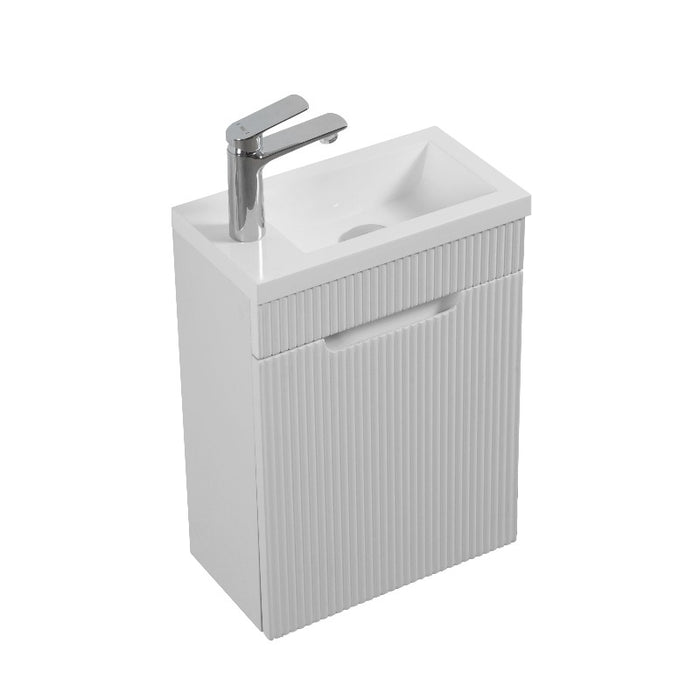 Indulge | Odessa 400 Fluted Matte White Wall Hung Vanity - Acqua Bathrooms
