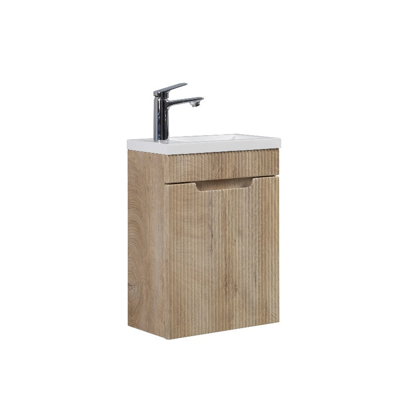Indulge | Odessa 400 Fluted White Oak Wall Hung Vanity - Acqua Bathrooms
