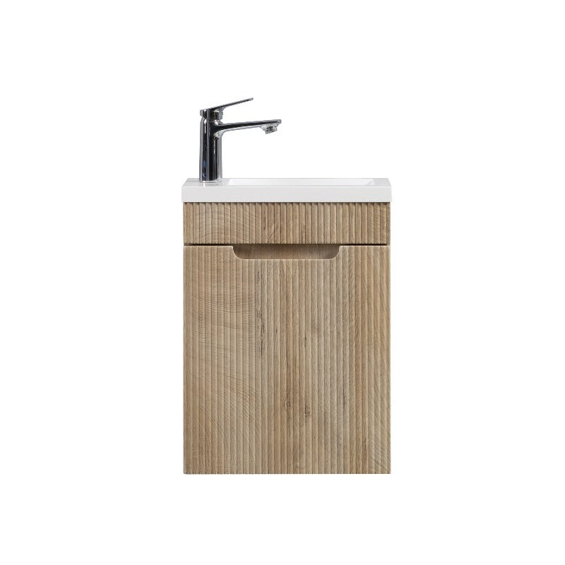 Indulge | Odessa 400 Fluted White Oak Wall Hung Vanity - Acqua Bathrooms