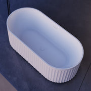 Kelsa Fluted 1700mm Matte White Designer Round Freestanding Bath - Acqua Bathrooms