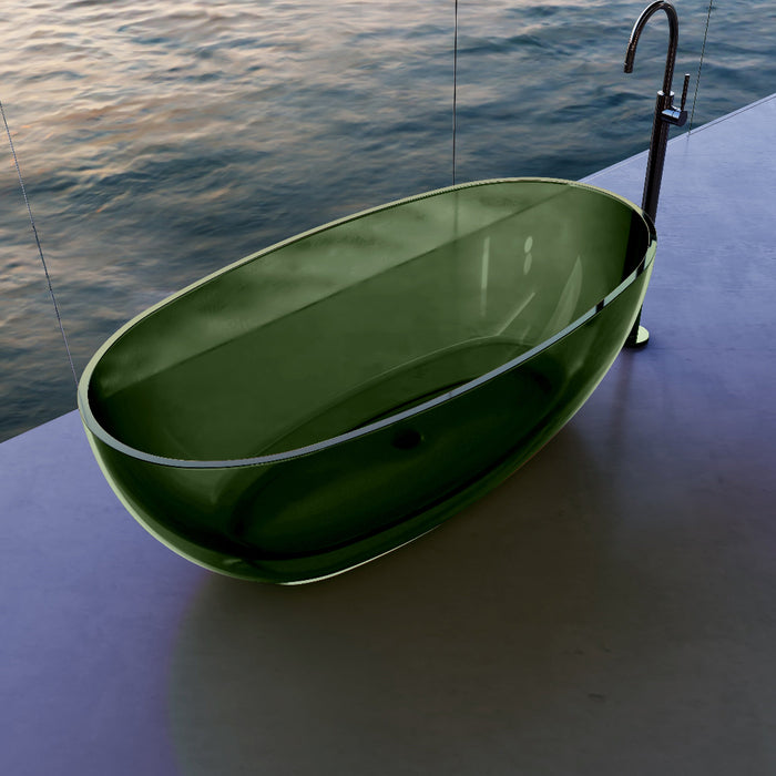 Vetra 1700mm Olive Translucent Resin Stone Freestanding Bath Tub