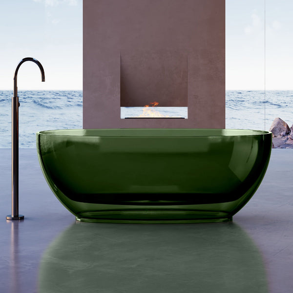 Vetra 1700mm Olive Translucent Resin Stone Freestanding Bath Tub
