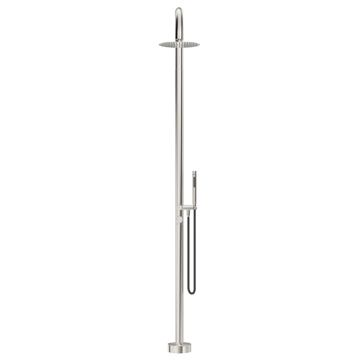 Mica Brushed Nickel Gooseneck Freestanding Outdoor Shower