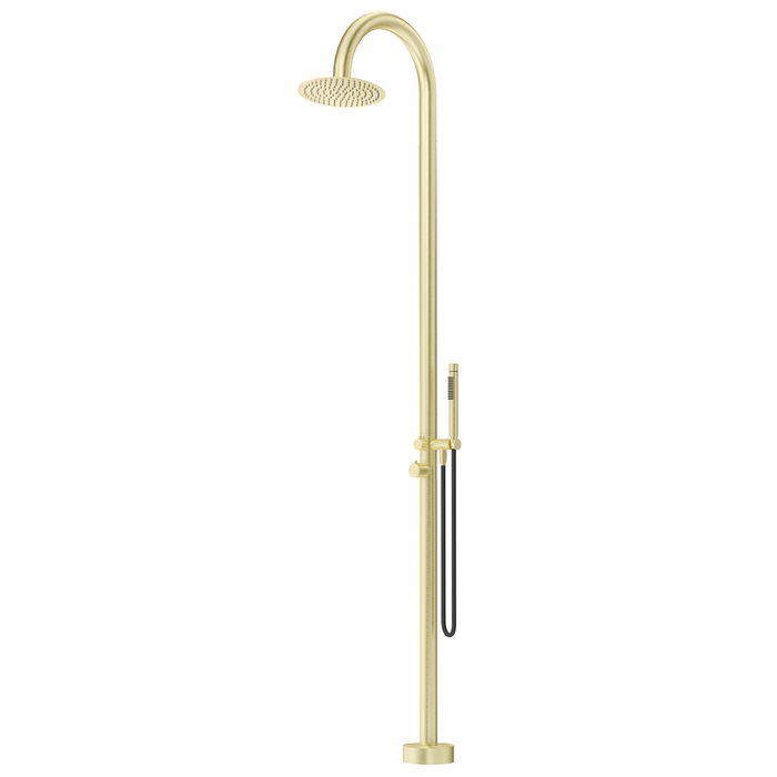 Mica French Gold Gooseneck Freestanding Outdoor Shower
