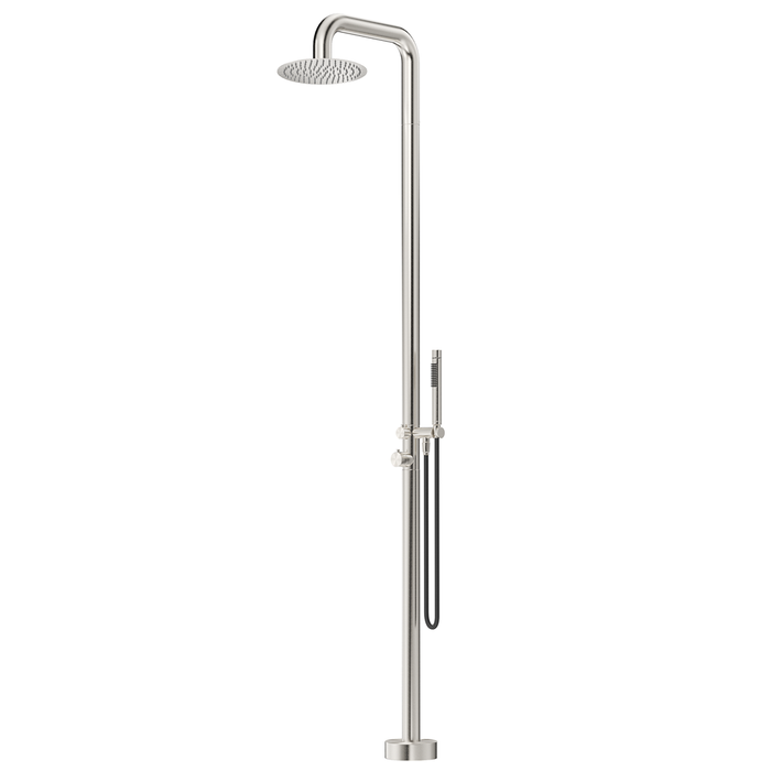 Mica Brushed Nickel Soft Square Freestanding Outdoor Shower