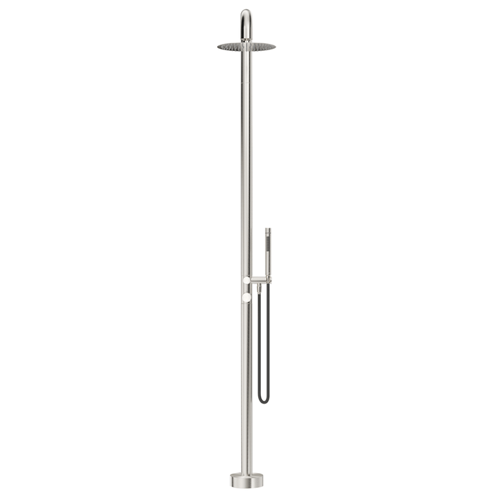 Mica Brushed Nickel Soft Square Freestanding Outdoor Shower