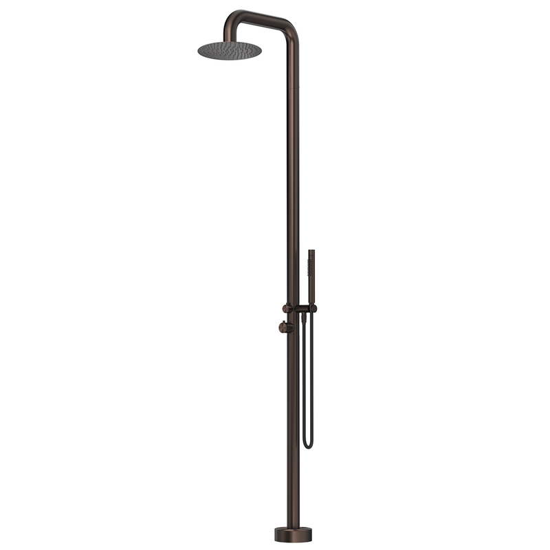 Mica Dusk Bronze Soft Square Freestanding Outdoor Shower