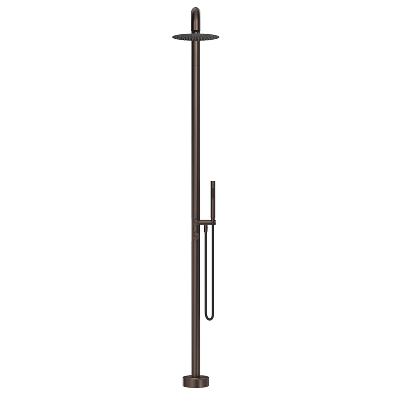 Mica Dusk Bronze Soft Square Freestanding Outdoor Shower