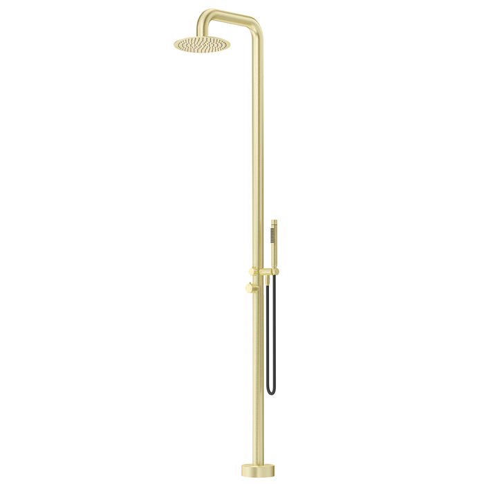 Mica French Gold Soft Square Freestanding Outdoor Shower