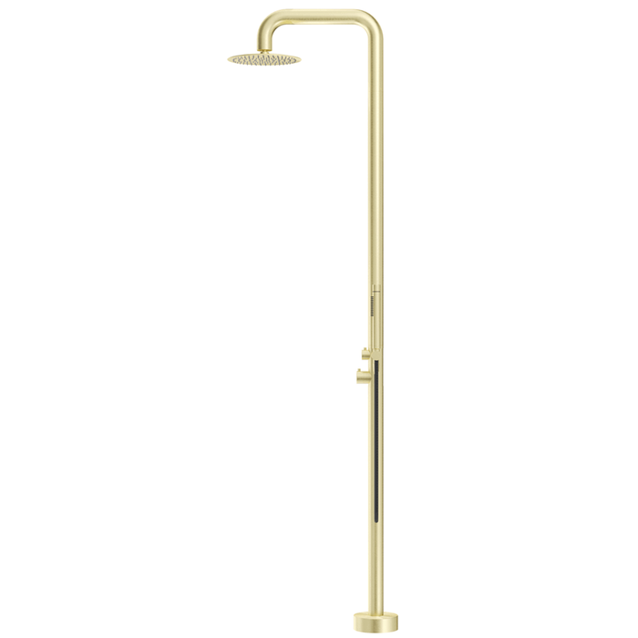 Mica French Gold Soft Square Freestanding Outdoor Shower