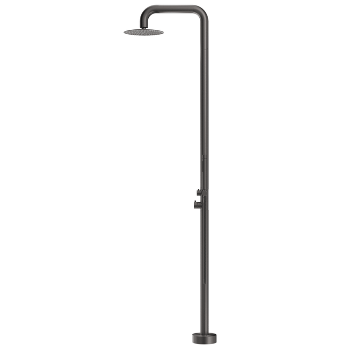 Mica Gun Metal Soft Square Freestanding Outdoor Shower