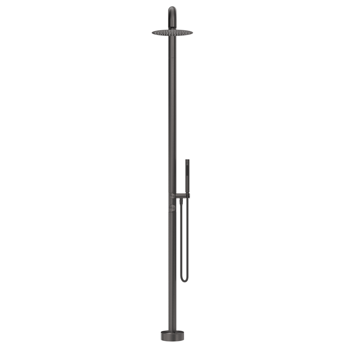 Mica Gun Metal Soft Square Freestanding Outdoor Shower