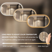 Oval Pill Touchless 1500 x 800 Brushed Gold LED Mirror - Three Light Temperatures - Acqua Bathrooms