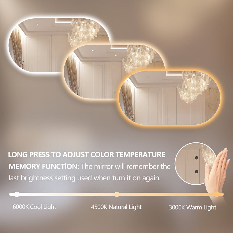 Oval Pill Touchless 1500 x 800 LED Mirror - Three Light Temperatures - Acqua Bathrooms