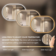 Oval Pill Touchless 900 x 600 Matte Black LED Mirror - Three Light Temperatures - Acqua Bathrooms