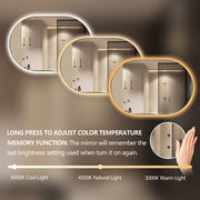 Oval Pill Touchless 900 x 600 Brushed Gold LED Mirror - Three Light Temperatures - Acqua Bathrooms