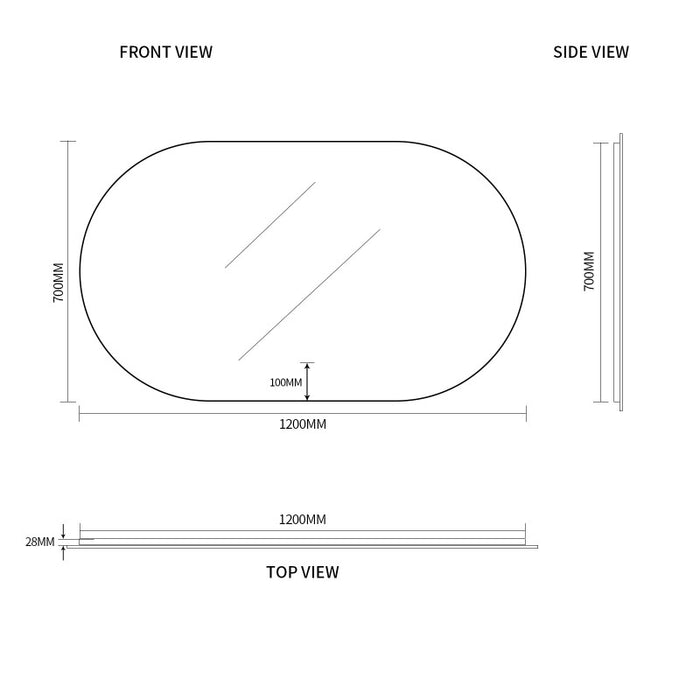 Indulge | Oval Pill Touchless 1200 x 700 LED Mirror - Three Light Temperatures - Acqua Bathrooms