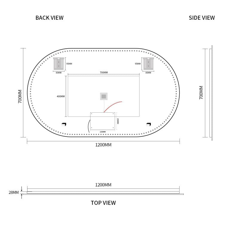 Indulge | Oval Pill Touchless 1200 x 700 LED Mirror - Three Light Temperatures - Acqua Bathrooms