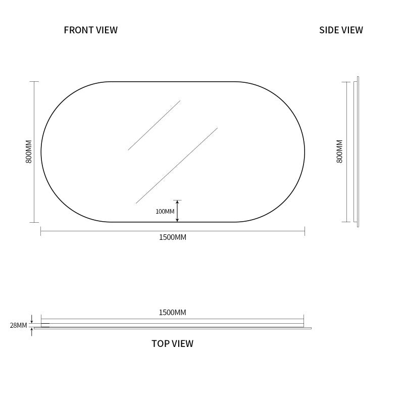 Indulge | Oval Pill Touchless 1500 x 800 LED Mirror - Three Light Temperatures - Acqua Bathrooms