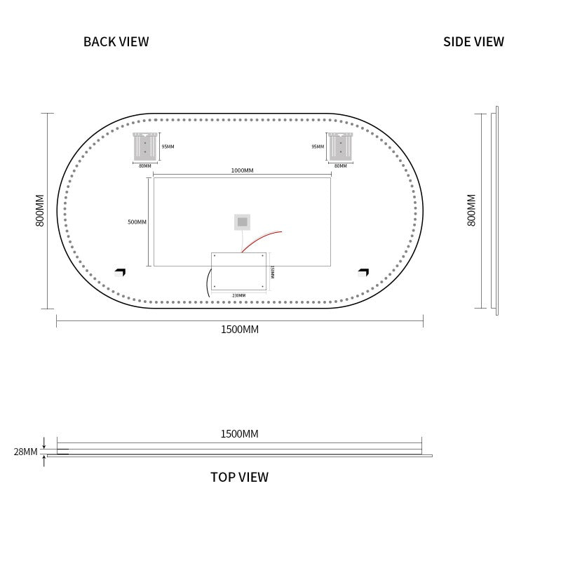 Indulge | Oval Pill Touchless 1500 x 800 LED Mirror - Three Light Temperatures - Acqua Bathrooms