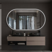 Oval Pill Touchless 1500 x 800 Matte Black LED Mirror - Three Light Temperatures - Acqua Bathrooms
