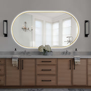 Oval Pill Touchless 1500 x 800 Brushed Gold LED Mirror - Three Light Temperatures - Acqua Bathrooms