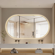 Oval Pill Touchless 1500 x 800 Brushed Gold LED Mirror - Three Light Temperatures - Acqua Bathrooms