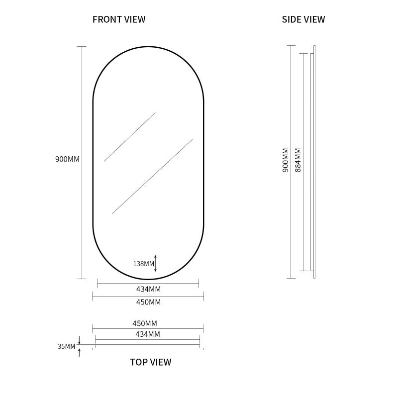 Indulge | Oval Pill Touchless Back-Lit Brushed Gold LED Mirror - Three Light Temperatures - Acqua Bathrooms