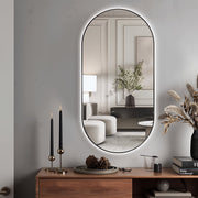 Oval Pill Touchless Back-Lit Matte Black 450 x 900 LED Mirror - Three Light Temperatures - Acqua Bathrooms