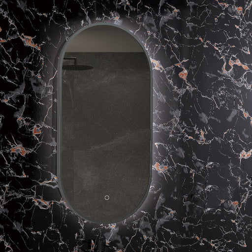 Oval 450 x 900mm Gun Metal LED Mirror - Three Light Temperatures - Acqua Bathrooms