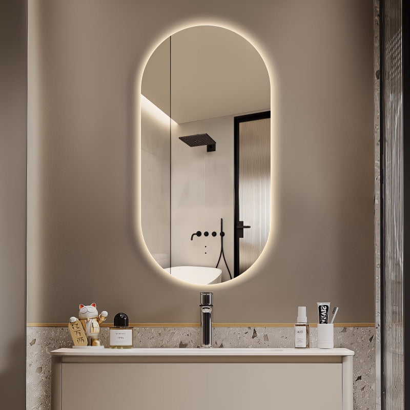 Oval Pill 450 x 900 Touchless LED Mirror - Three Light Temperatures - Acqua Bathrooms