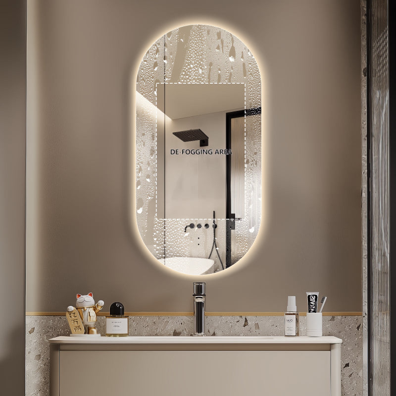 Oval Pill 450 x 900 Touchless LED Mirror - Three Light Temperatures - Acqua Bathrooms