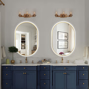 Oval Pill Touchless Back-Lit 600 x 900 Brushed Gold LED Mirror - Three Light Temperatures - Acqua Bathrooms