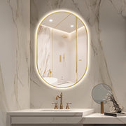 Oval Pill Touchless Back-Lit 600 x 900 Brushed Gold LED Mirror - Three Light Temperatures - Acqua Bathrooms