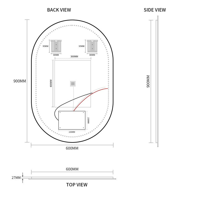 Indulge | Oval Pill Touchless 600 x 900 LED Mirror - Three Light Temperatures - Acqua Bathrooms