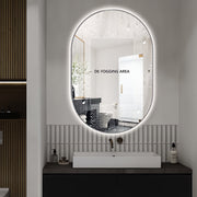 Oval Pill Touchless Back-Lit 600 x 900 Matte Black LED Mirror - Three Light Temperatures - Acqua Bathrooms