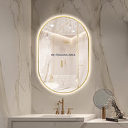 Oval Pill Touchless Back-Lit 600 x 900 Brushed Gold LED Mirror - Three Light Temperatures - Acqua Bathrooms
