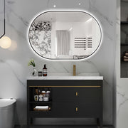 Oval Pill Touchless 900 x 600 Matte Black LED Mirror - Three Light Temperatures - Acqua Bathrooms