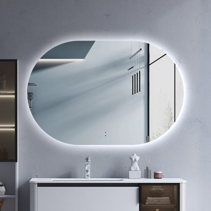 Indulge | Oval Pill Touchless 900 x 600 LED Mirror - Three Light Temperatures - Acqua Bathrooms