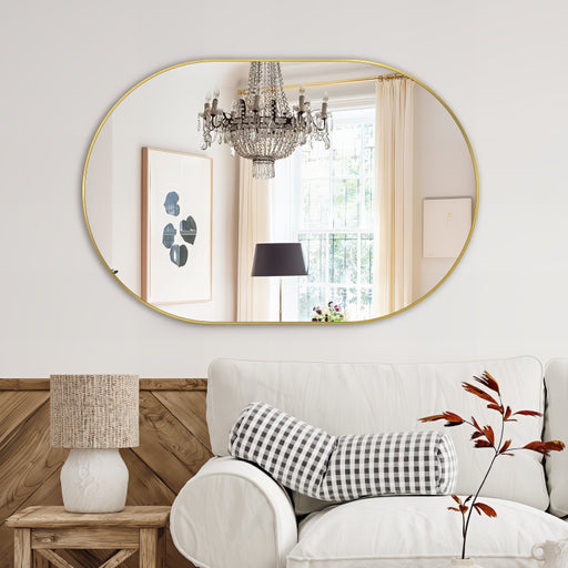 Oval Brushed Gold 1200 x 800 Framed Mirror - Acqua Bathrooms