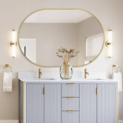 Oval Brushed Gold 1200 x 800 Framed Mirror - Acqua Bathrooms