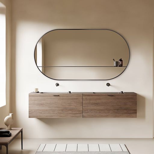 Oval Matte Black 1500 x 800 Framed Mirror - Acqua Bathrooms